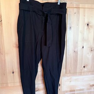 Banana Republic Black High-Rise Paperbag Trousers with Belt ~ Size 14